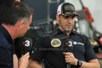 World © Octane Photographic Ltd. Lotus F1 Team E23 Hybrid – Pastor Maldonado. Thursday 2nd July 2015, F1 British GP Paddock, Silverstone, UK. Digital Ref: 1324LB5D8633