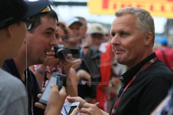 World © Octane Photographic Ltd. Johnny Herbert. Thursday 2nd July 2015, F1 British GP Paddock, Silverstone, UK. Digital Ref: 1324LB5D8636