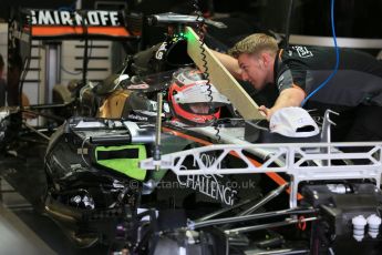 World © Octane Photographic Ltd. Sahara Force India VJM08 – Nico Hulkenberg. Thursday 2nd July 2015, F1 British GP Pit lane, Silverstone, UK. Digital Ref: 1324LB5D8646