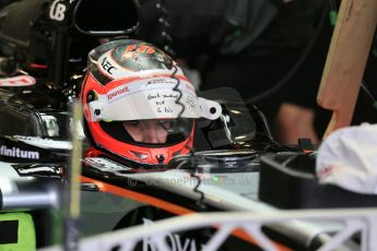 World © Octane Photographic Ltd. Sahara Force India VJM08 – Nico Hulkenberg. Thursday 2nd July 2015, F1 British GP Pit lane, Silverstone, UK. Digital Ref: 1324LB5D8648