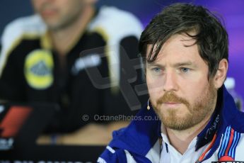 World © Octane Photographic Ltd. FIA Drivers’ Press Conference. Friday 5th June 2015, F1 Canadian GP, Circuit Gilles Villeneuve, Montreal, Canada. Williams Martini Racing Head of Vehicle Performance - Rob Smedley. Digital Ref: 1293LB1D0356