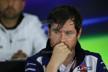 World © Octane Photographic Ltd. FIA Drivers’ Press Conference. Friday 5th June 2015, F1 Canadian GP, Circuit Gilles Villeneuve, Montreal, Canada. Williams Martini Racing Head of Vehicle Performance - Rob Smedley. Digital Ref: 1293LB1D0427