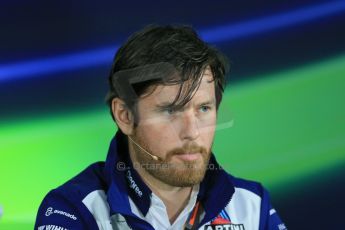 World © Octane Photographic Ltd. FIA Drivers’ Press Conference. Friday 5th June 2015, F1 Canadian GP, Circuit Gilles Villeneuve, Montreal, Canada. Williams Martini Racing Head of Vehicle Performance - Rob Smedley. Digital Ref: 1293LB1D0443
