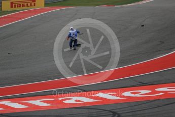 World © Octane Photographic Ltd. Marshals clear turn 1. Sunday 25th October 2015, F1 USA Grand Prix Race, Austin, Texas - Circuit of the Americas (COTA). Digital Ref: 1466LB1D1844