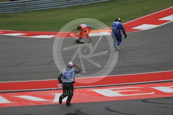 World © Octane Photographic Ltd. Marshals clear turn 1. Sunday 25th October 2015, F1 USA Grand Prix Race, Austin, Texas - Circuit of the Americas (COTA). Digital Ref: 1466LB1D1850