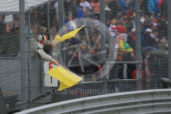 World © Octane Photographic Ltd. Double waved yellow flags. Sunday 25th October 2015, F1 USA Grand Prix Race, Austin, Texas - Circuit of the Americas (COTA). Digital Ref: 1466LB1D1863