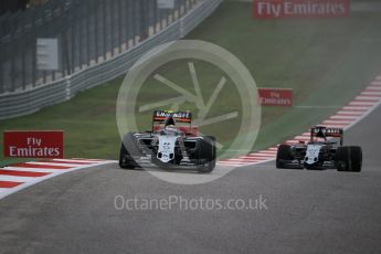 World © Octane Photographic Ltd. Sahara Force India VJM08B – Sergio Perez. Sunday 25th October 2015, F1 USA Grand Prix Race, Austin, Texas - Circuit of the Americas (COTA). Digital Ref: 1466LB1D2058