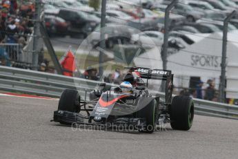 World © Octane Photographic Ltd. McLaren Honda MP4/30 – Fernando Alonso. Sunday 25th October 2015, F1 USA Grand Prix Race, Austin, Texas - Circuit of the Americas (COTA). Digital Ref: 1466LB1D2328