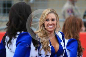 World © Octane Photographic Ltd. Grid girls. Sunday 25th October 2015, F1 USA Grand Prix - Drivers Parade. Austin, Texas - Circuit of the Americas (COTA). Digital Ref: 1465LB1D1455
