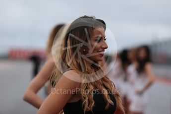 World © Octane Photographic Ltd. Grid girls. Sunday 25th October 2015, F1 USA Grand Prix - Drivers Parade. Austin, Texas - Circuit of the Americas (COTA). Digital Ref: 1465LB1D1464