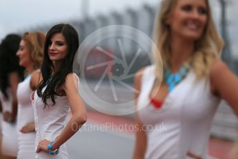World © Octane Photographic Ltd. Grid girls. Sunday 25th October 2015, F1 USA Grand Prix - Drivers Parade. Austin, Texas - Circuit of the Americas (COTA). Digital Ref: 1465LB1D1470