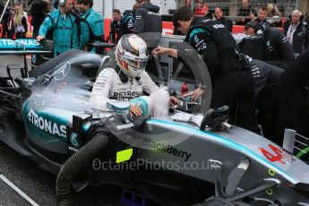 World © Octane Photographic Ltd. Mercedes AMG Petronas F1 W06 Hybrid – Lewis Hamilton. Sunday 25th October 2015, F1 USA Grand Prix Race - Grid., Austin, Texas - Circuit of the Americas (COTA). Digital Ref: 1465LB1D1585