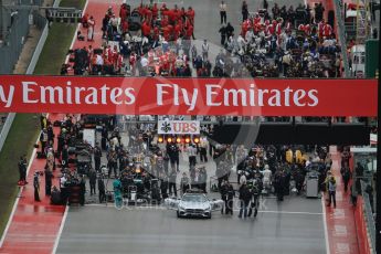 World © Octane Photographic Ltd. Mercedes AMG Petronas F1 W06 Hybrid – Nico Rosberg sits on pole. Sunday 25th October 2015, F1 USA Grand Prix Race - Grid., Austin, Texas - Circuit of the Americas (COTA). Digital Ref: 1465LB1D1610