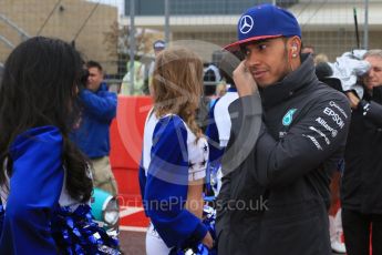 World © Octane Photographic Ltd. Mercedes AMG Petronas F1 W06 Hybrid – Lewis Hamilton. Sunday 25th October 2015, F1 USA Grand Prix - Drivers Parade. Austin, Texas - Circuit of the Americas (COTA). Digital Ref: 1465LB5D3448