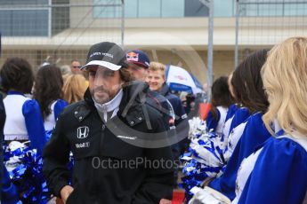 World © Octane Photographic Ltd. McLaren Honda MP4/30 – Fernando Alonso. Sunday 25th October 2015, F1 USA Grand Prix - Drivers Parade. Austin, Texas - Circuit of the Americas (COTA). Digital Ref: 1465LB5D3469