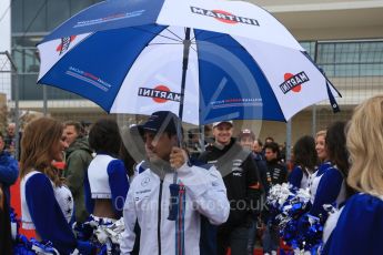 World © Octane Photographic Ltd. Williams Martini Racing FW37 – Felipe Massa. Sunday 25th October 2015, F1 USA Grand Prix - Drivers Parade. Austin, Texas - Circuit of the Americas (COTA). Digital Ref: 1465LB5D3482