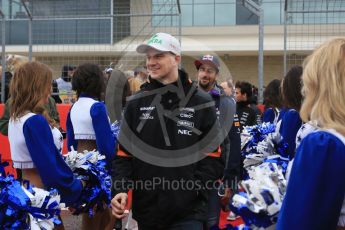 World © Octane Photographic Ltd. Sahara Force India VJM08B – Nico Hulkenberg. Sunday 25th October 2015, F1 USA Grand Prix - Drivers Parade. Austin, Texas - Circuit of the Americas (COTA). Digital Ref: 1465LB5D3484