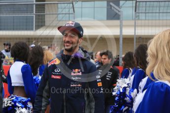World © Octane Photographic Ltd. Infiniti Red Bull Racing RB11 – Daniel Ricciardo. Sunday 25th October 2015, F1 USA Grand Prix - Drivers Parade. Austin, Texas - Circuit of the Americas (COTA). Digital Ref: 1465LB5D3486
