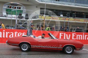 World © Octane Photographic Ltd. Infiniti Red Bull Racing RB11 – Daniel Ricciardo. Sunday 25th October 2015, F1 USA Grand Prix - Drivers Parade. Austin, Texas - Circuit of the Americas (COTA). Digital Ref: 1465LB5D3523