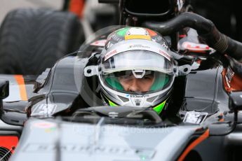 World © Octane Photographic Ltd. Sahara Force India VJM08B – Sergio Perez. Sunday 25th October 2015, F1 USA Grand Prix Race - Grid., Austin, Texas - Circuit of the Americas (COTA). Digital Ref: 1465LB5D3597