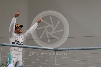 World © Octane Photographic Ltd. Mercedes AMG Petronas F1 W06 Hybrid – Lewis Hamilton Sunday 25th October 2015, F1 USA Grand Prix Race - Podium, Austin, Texas - Circuit of the Americas (COTA). Digital Ref: 1467LB1D2594