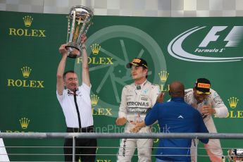 World © Octane Photographic Ltd. Mercedes AMG Petronas F1 - Paddy Lowe. Sunday 25th October 2015, F1 USA Grand Prix Race - Podium, Austin, Texas - Circuit of the Americas (COTA). Digital Ref: 1467LB1D2772