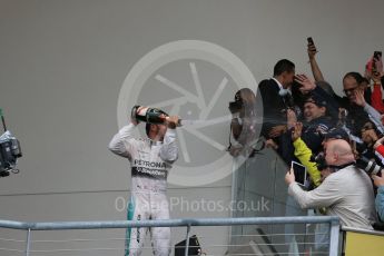 World © Octane Photographic Ltd. Mercedes AMG Petronas F1 W06 Hybrid - Lewis Hamilton. Sunday 25th October 2015, F1 USA Grand Prix Race - Podium, Austin, Texas - Circuit of the Americas (COTA). Digital Ref: 1467LB1D2856