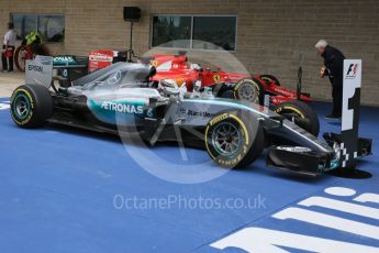 World © Octane Photographic Ltd. Mercedes AMG Petronas F1 W06 Hybrid – Lewis Hamilton. Sunday 25th October 2015, F1 USA Grand Prix Race - Parc Ferme, Austin, Texas - Circuit of the Americas (COTA). Digital Ref: 1467LB5D3632