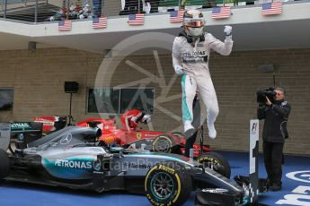 World © Octane Photographic Ltd. Mercedes AMG Petronas F1 W06 Hybrid – Lewis Hamilton. Sunday 25th October 2015, F1 USA Grand Prix Race - Parc Ferme, Austin, Texas - Circuit of the Americas (COTA). Digital Ref: 1467LB5D3657