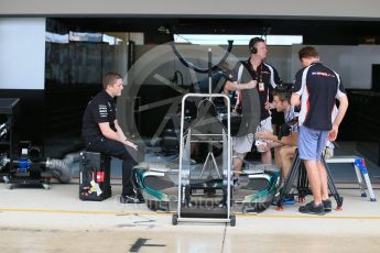 World © Octane Photographic Ltd. Sky doing an interview in front of the Mercedes AMG Petronas F1 team garage. Friday 23rd October 2015, F1 USA Grand Prix Pit lane , Austin, Texas - Circuit of the Americas (COTA). Digital Ref: 1459LB1D8507