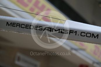 World © Octane Photographic Ltd. Mercedes AMG Petronas F1 logo. Friday 23rd October 2015, F1 USA Grand Prix Pit lane , Austin, Texas - Circuit of the Americas (COTA). Digital Ref: 1459LB1D8517