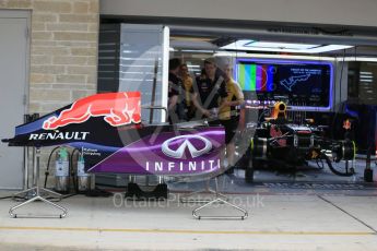 World © Octane Photographic Ltd. Infiniti Red Bull Racing RB11 – Daniel Ricciardo. Friday 23rd October 2015, F1 USA Grand Prix Pit lane , Austin, Texas - Circuit of the Americas (COTA). Digital Ref: 1459LB1D8530
