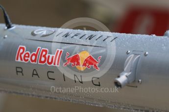 World © Octane Photographic Ltd. Infiniti Red Bull Racing logo. Friday 23rd October 2015, F1 USA Grand Prix Pit lane , Austin, Texas - Circuit of the Americas (COTA). Digital Ref: 1459LB1D8532
