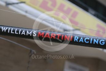 World © Octane Photographic Ltd. Williams Martini Racing logo. Friday 23rd October 2015, F1 USA Grand Prix Pit lane , Austin, Texas - Circuit of the Americas (COTA). Digital Ref: 1459LB1D8585