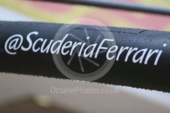 World © Octane Photographic Ltd. Scuderia Ferrari logo. Friday 23rd October 2015, F1 USA Grand Prix Pit lane , Austin, Texas - Circuit of the Americas (COTA). Digital Ref: 1459LB1D8588