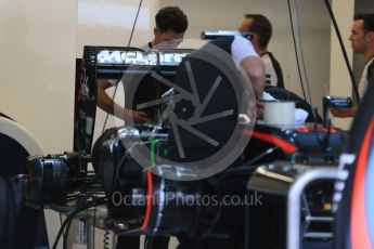 World © Octane Photographic Ltd. McLaren Honda MP4/30. Friday 23rd October 2015, F1 USA Grand Prix Pit lane , Austin, Texas - Circuit of the Americas (COTA). Digital Ref: 1459LB1D8611