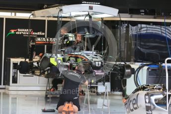World © Octane Photographic Ltd. Sahara Force India VJM08B – Nico Hulkenberg. Friday 23rd October 2015, F1 USA Grand Prix Pit lane , Austin, Texas - Circuit of the Americas (COTA). Digital Ref: 1459LB1D8629