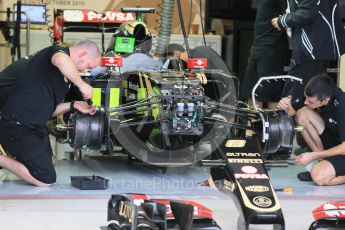 World © Octane Photographic Ltd. Lotus F1 Team E23 Hybrid – Romain Grosjean. Friday 23rd October 2015, F1 USA Grand Prix Pit lane , Austin, Texas - Circuit of the Americas (COTA). Digital Ref: 1459LB1D8662