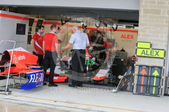 World © Octane Photographic Ltd. Manor Marussia F1 Team MR03B – Alexander Rossi. Friday 23rd October 2015, F1 USA Grand Prix Pit lane , Austin, Texas - Circuit of the Americas (COTA). Digital Ref: 1459LB1D8670