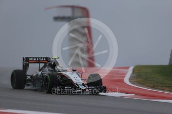 World © Octane Photographic Ltd. Sahara Force India VJM08B – Sergio Perez. Friday 23rd October 2015, F1 USA Grand Prix Practice 1, Austin, Texas - Circuit of the Americas (COTA). Digital Ref: 1460LB1D9227