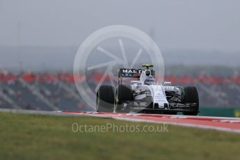 World © Octane Photographic Ltd. Williams Martini Racing FW37 – Valtteri Bottas. Friday 23rd October 2015, F1 USA Grand Prix Practice 1, Austin, Texas - Circuit of the Americas (COTA). Digital Ref: 1460LB1D9310