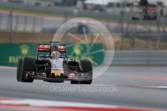 World © Octane Photographic Ltd. Scuderia Toro Rosso STR10 – Max Verstappen. Friday 23rd October 2015, F1 USA Grand Prix Practice 1, Austin, Texas - Circuit of the Americas (COTA). Digital Ref: 1460LB1D9381