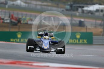 World © Octane Photographic Ltd. Sauber F1 Team C34-Ferrari – Marcus Ericsson. Friday 23rd October 2015, F1 USA Grand Prix Practice 1, Austin, Texas - Circuit of the Americas (COTA). Digital Ref: 1460LB1D9411
