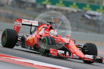 World © Octane Photographic Ltd. Scuderia Ferrari SF15-T– Sebastian Vettel. Friday 23rd October 2015, F1 USA Grand Prix Practice 1, Austin, Texas - Circuit of the Americas (COTA). Digital Ref: 1460LB1D9502
