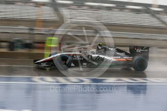 World © Octane Photographic Ltd. Sahara Force India VJM08B – Sergio Perez. Saturday 24th October 2015, F1 USA Grand Prix Practice 3, Austin, Texas - Circuit of the Americas (COTA). Digital Ref: 1463LB1D0302