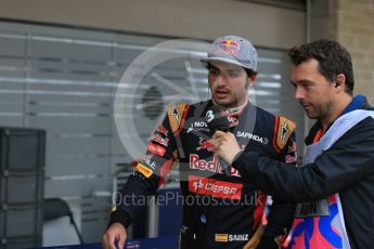 World © Octane Photographic Ltd. Scuderia Toro Rosso STR10 – Carlos Sainz Jnr. Saturday 24th October 2015, F1 USA Grand Prix Practice 3, Austin, Texas - Circuit of the Americas (COTA). Digital Ref: 1463LB1D0618