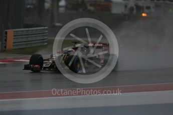 World © Octane Photographic Ltd. Lotus F1 Team E23 Hybrid – Romain Grosjean. Sunday 25th October 2015, F1 USA Grand Prix Qualifying, Austin, Texas - Circuit of the Americas (COTA). Digital Ref: 1464LB1D0716