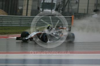 World © Octane Photographic Ltd. Sahara Force India VJM08B – Sergio Perez. Sunday 25th October 2015, F1 USA Grand Prix Qualifying, Austin, Texas - Circuit of the Americas (COTA). Digital Ref: 1464LB1D1005