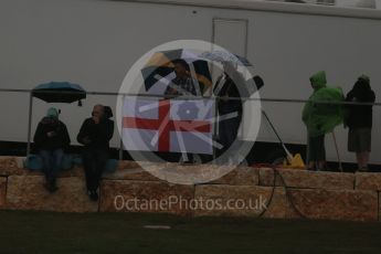 World © Octane Photographic Ltd. Formula 1 fans brave the wet weather conditions at COTA. Sunday 25th October 2015, F1 USA Grand Prix Qualifying, Austin, Texas - Circuit of the Americas (COTA). Digital Ref: 1464LB1D1035