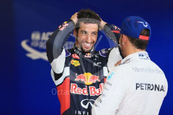 World © Octane Photographic Ltd. Infiniti Red Bull Racing RB11 – Daniel Ricciardo and Mercedes AMG Petronas F1 W06 Hybrid – Lewis Hamilton. Sunday 25th October 2015, F1 USA Grand Prix Qualifying, Austin, Texas - Circuit of the Americas (COTA). Digital Ref: 1464LB1D1270